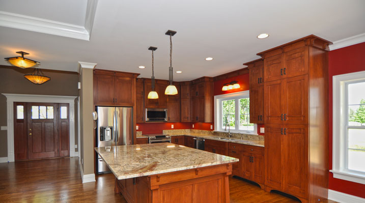 ICH Builders Mt. Sterling residence custom build open kitchen featuring galley island